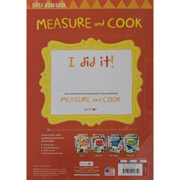 Measure And Cook Math Workbook Grades 1-3 With 24 Recipes By Bendon 2020 - Picture 2 of 7